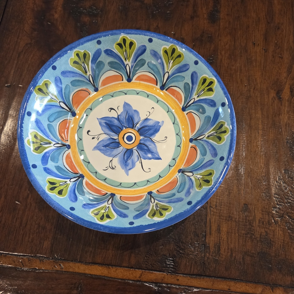 Blue Floral Tuscany Melamine Bowls, Set Of 2